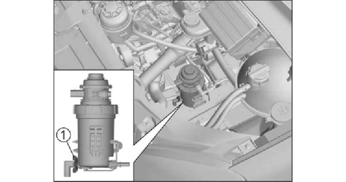 Слив воды из топливного фильтра дизельного двигателя в автомобиле GAZel Next