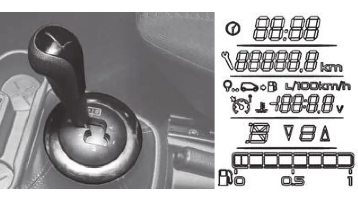 Индикация режимов АМТ на декоративной крышке селектора и электронном табло комбинации приборов