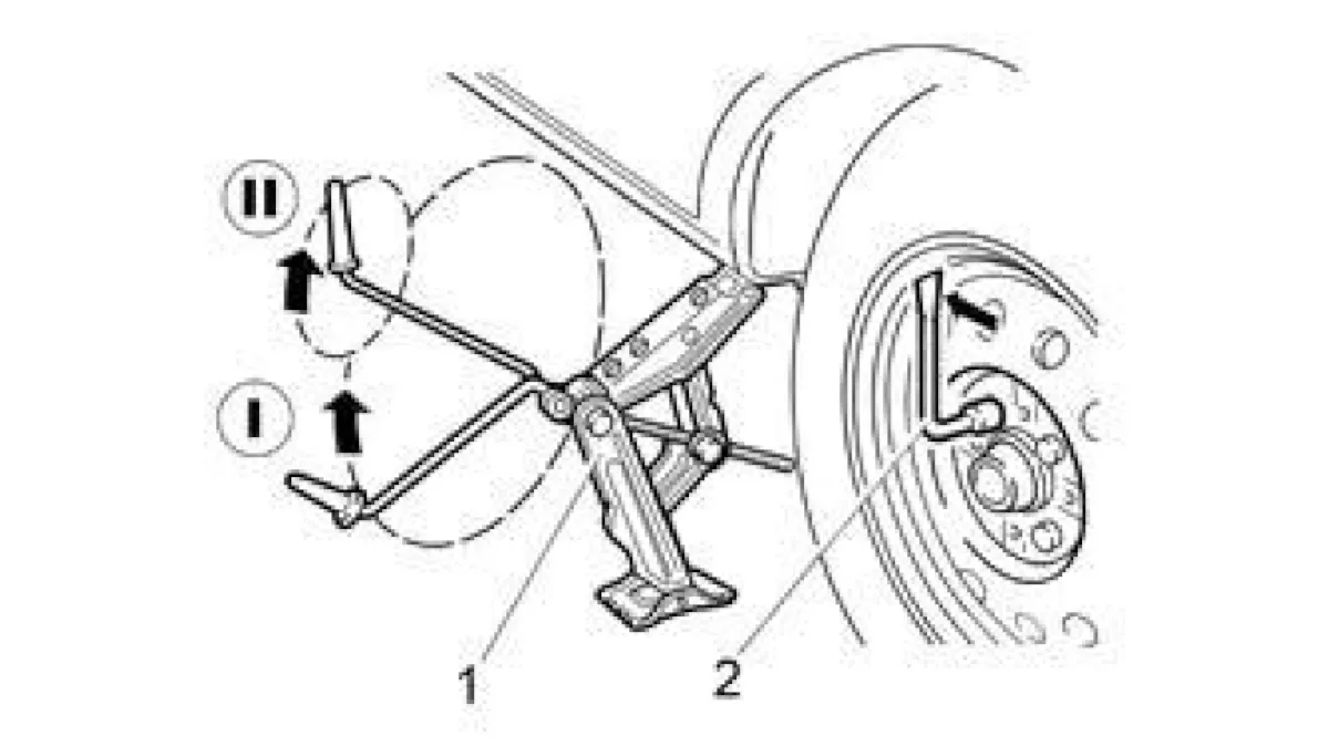 Подъем автомобиля при замене колес