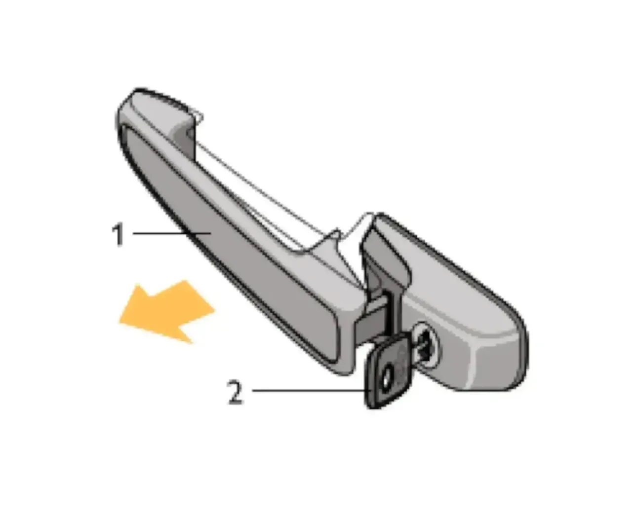 Механизм открывания дверей Chevrolet Niva: показано положение ручки и рукоятки для разблокировки замка