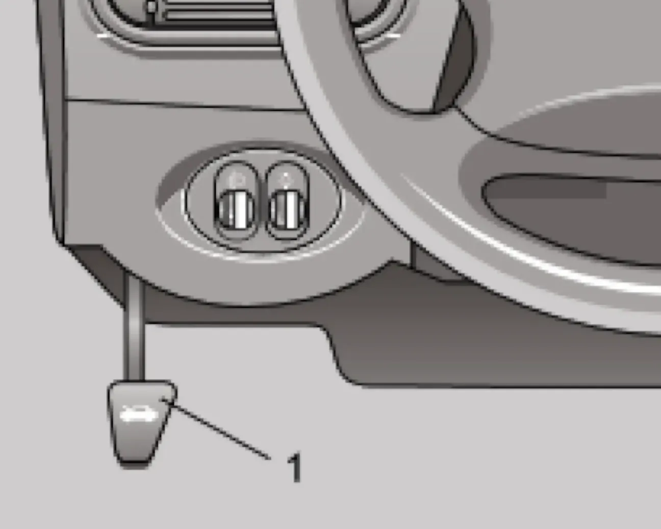 Рукоятка привода замка капота Chevrolet Niva, расположена слева под приборной панелью