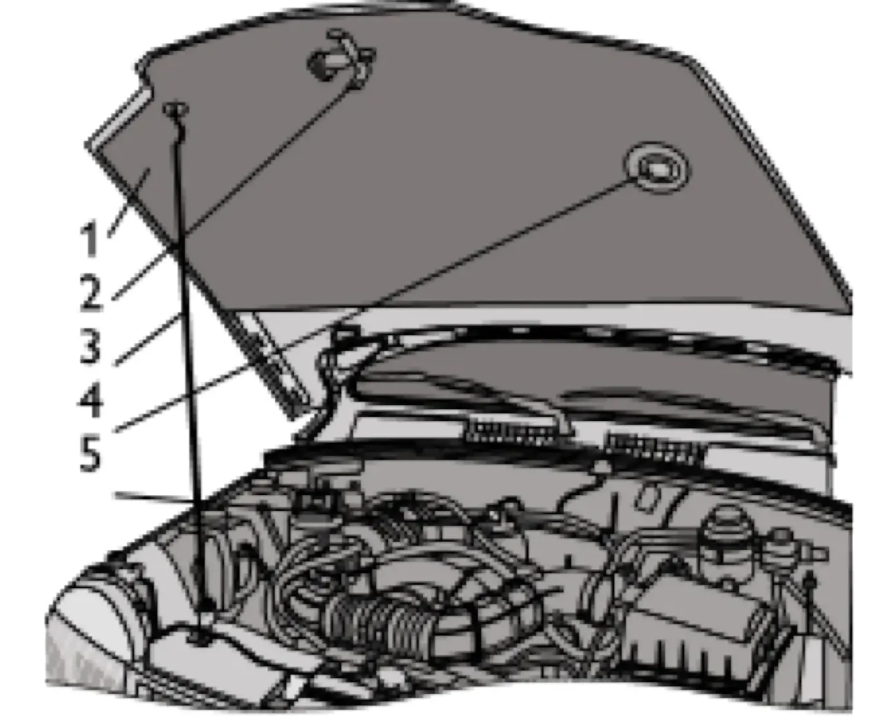 Капот Chevrolet Niva в открытом положении: виден упор, установленный в гнездо, и механизм замка