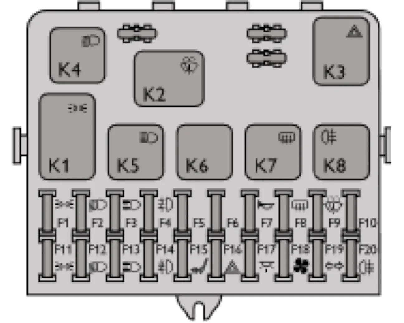 Схема размещения реле и предохранителей Chevrolet Niva