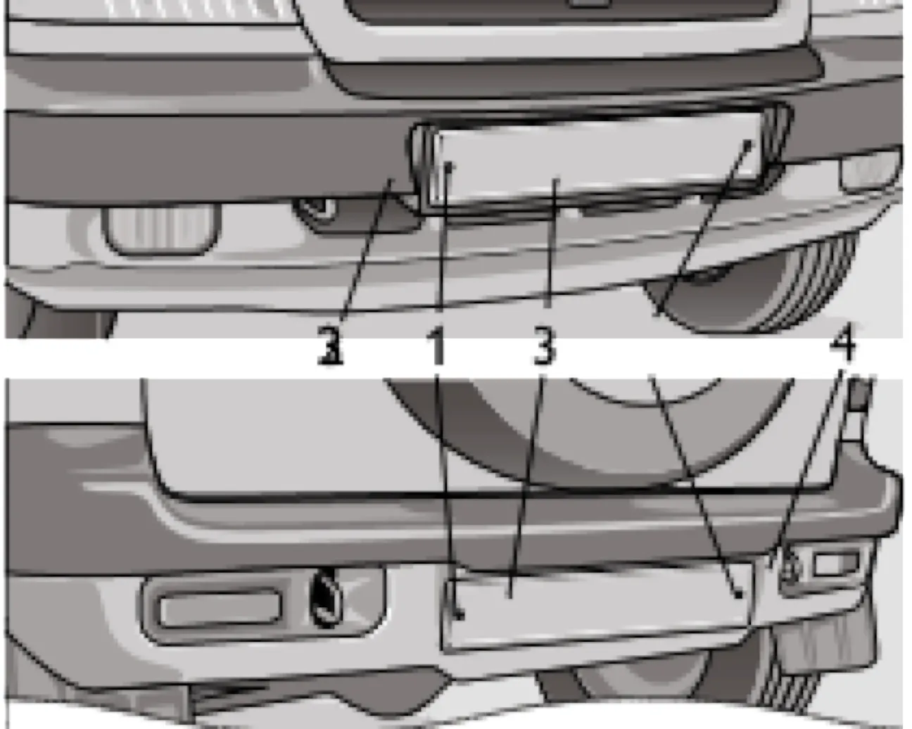 Схема крепления переднего и заднего номерных знаков на Chevrolet Niva (рис. 25)