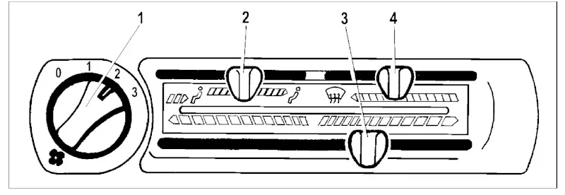 Пульт управления системой вентиляции и отоплением салона (рис. 28)